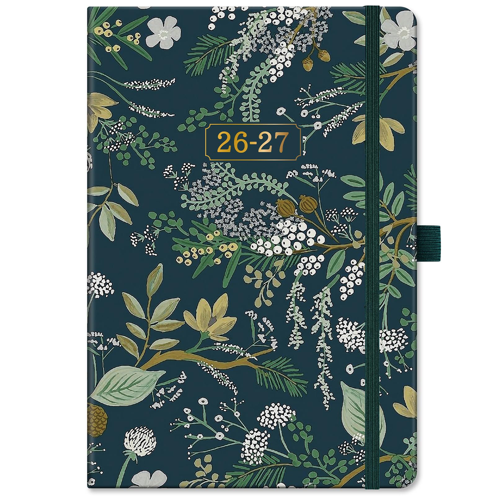 Academic Diary 2026-2027 - A5 Diary 2026-2027 Week to View, August 2026 - July 2027, 12 Months Diary with Elegant Hardcover, Elastic Pen Loop, Back Pocket, 21.3 x 14.7 x 1.6 cm