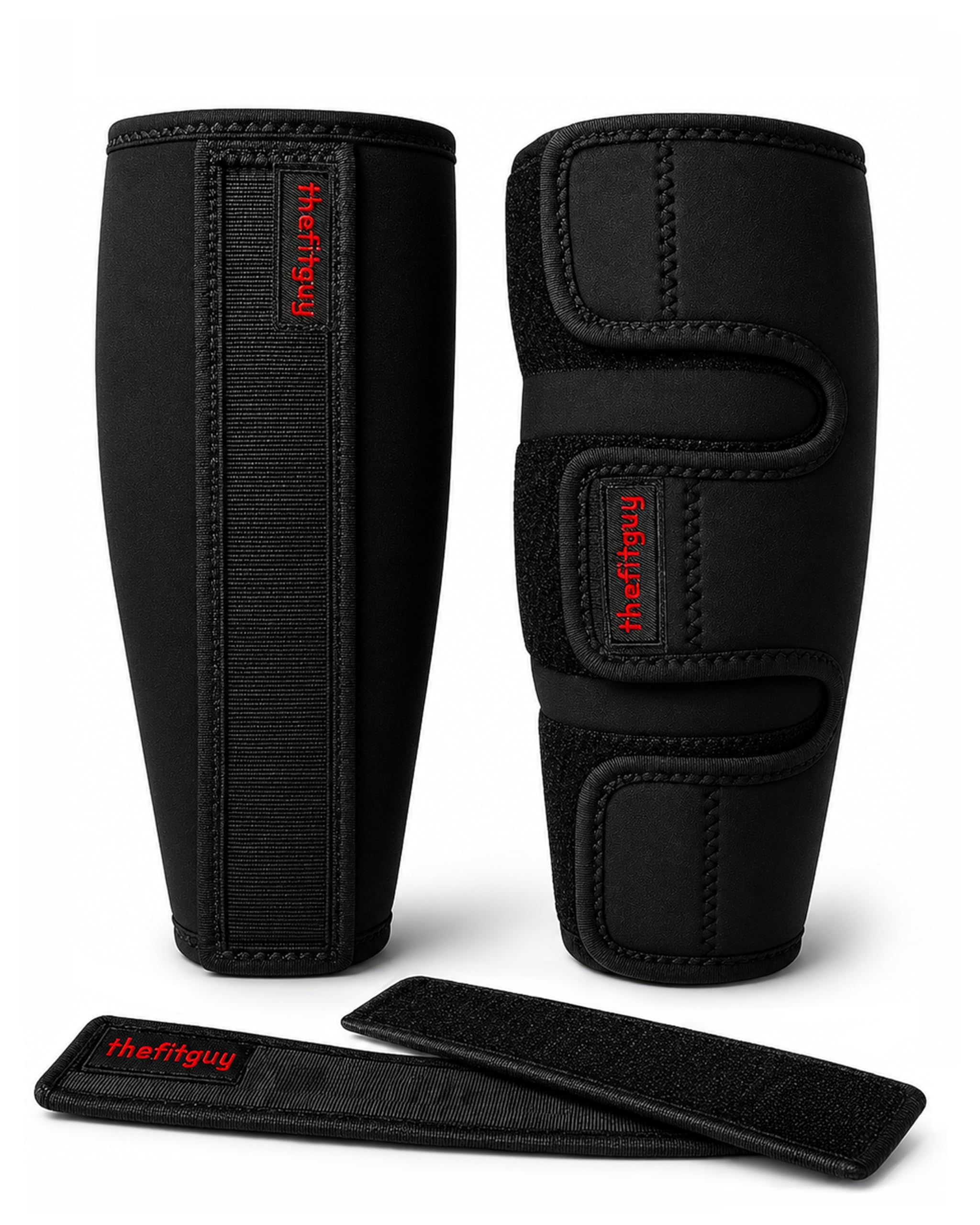 THEFITGUY Weightlifting 10mm Deadlift Shin Guards Ultra, Detachable Protection Straps for Extended Durability, EasyWear - No Need to Take Off Shoes, 2 Extra Straps (2 Shin Guards & 4 Straps Included)