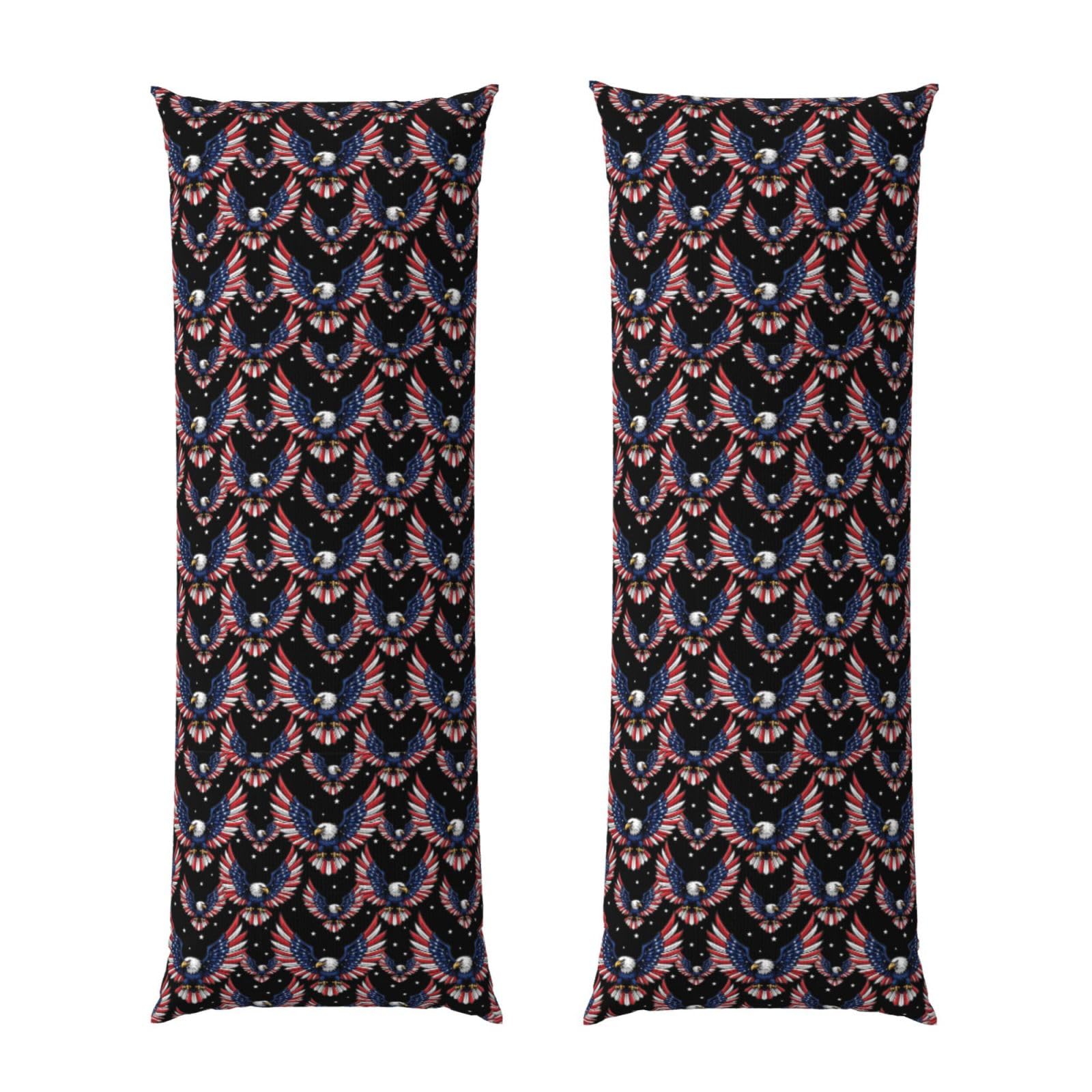 Long Body Pillow Cover 20x54, American Flag and Bald Eagle Patriotic Black, Plush Velvet Pillowcase with Zipper, Cozyffy Rectangular Case for Bedroom Couch Sofa Sleeping