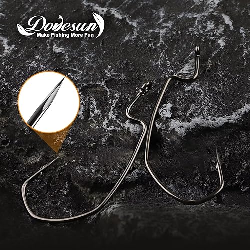 Miniatura 7 de Dovesun EWG - Ganchos de gusano compensados de Texas Rig Hooks Bass Hooks 100 unidades50 ganchos de pesca para agua dulce y salada 1 # 10 20 30 40