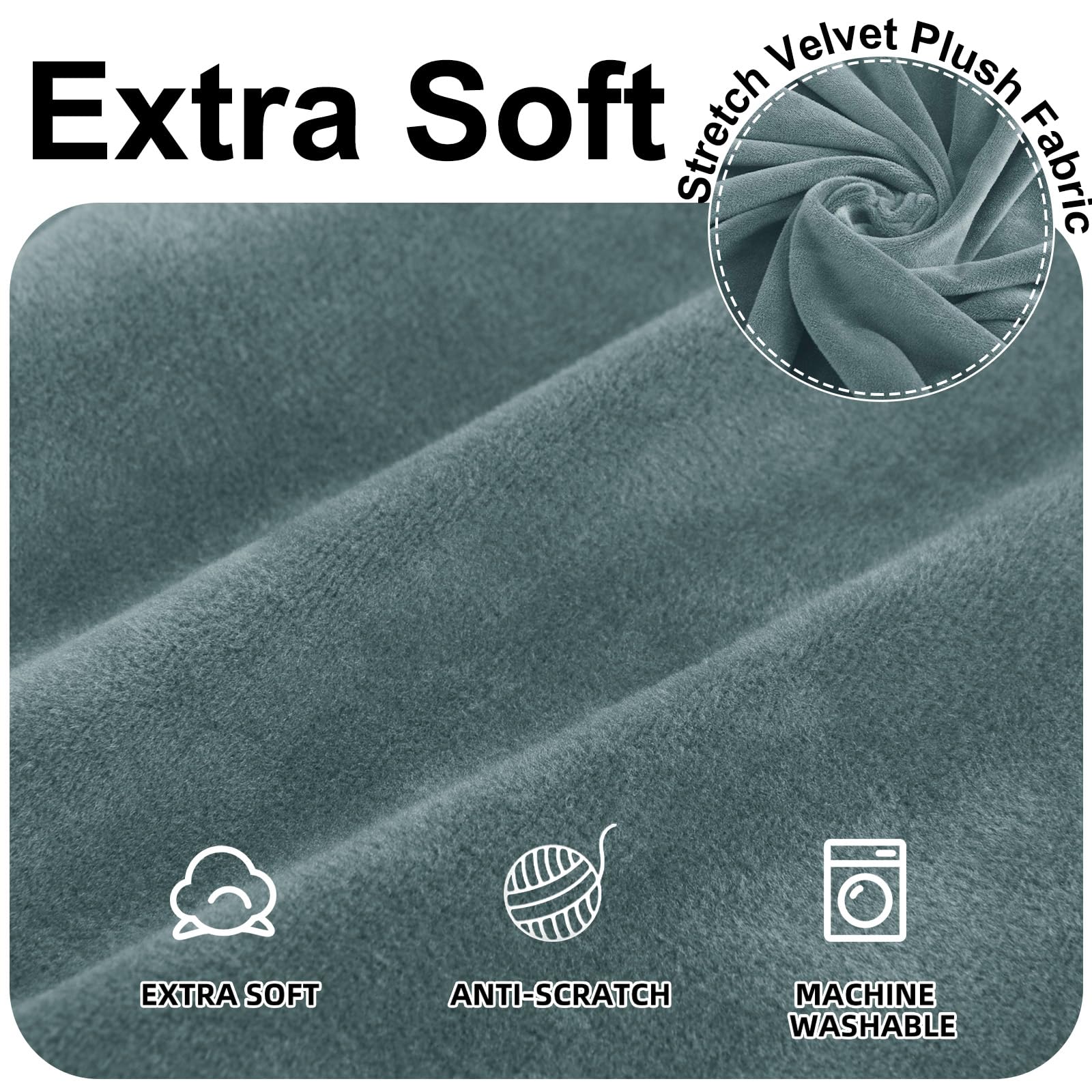 Ystyle Copridivano Velluto, Copridivano 3 Posti Con Braccioli, Copridivano Antigraffio Gatto, Copri Divano Elasticizzato, Universale Copridivani Antimacchia Lavabile Antiscivolo, Grigio Blu