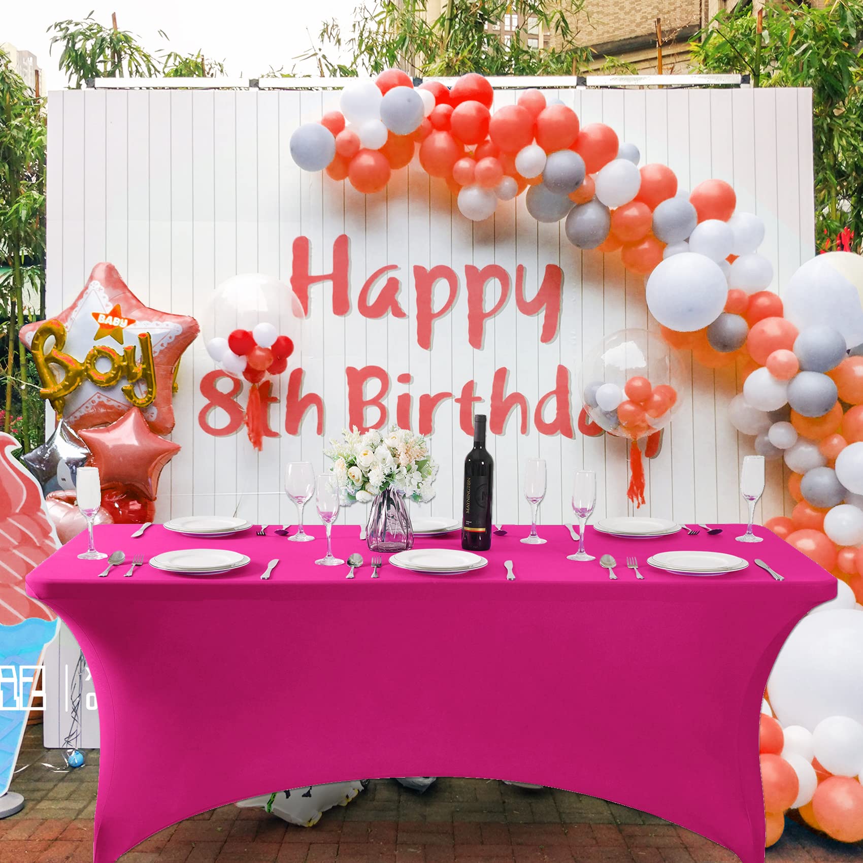 2Pack Spandex Waterproof Table Covers 4ft，Spandex 4ft Waterproof Table Cove Supero 2Pack Waterproof Spandex Table Cover for 6FT Table Universal Fitted  Stretch Tablecloth for Party, Banquet, Wedding and Events-Fuchsia :