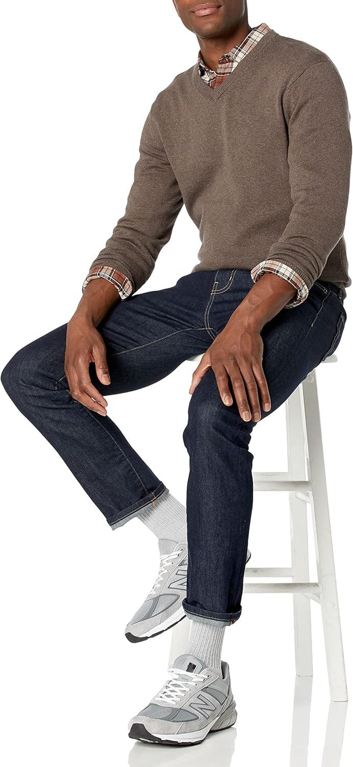 Amazon Essentials Men's V-Neck Sweater (Available in Big & Tall) X-Small Brown Heather