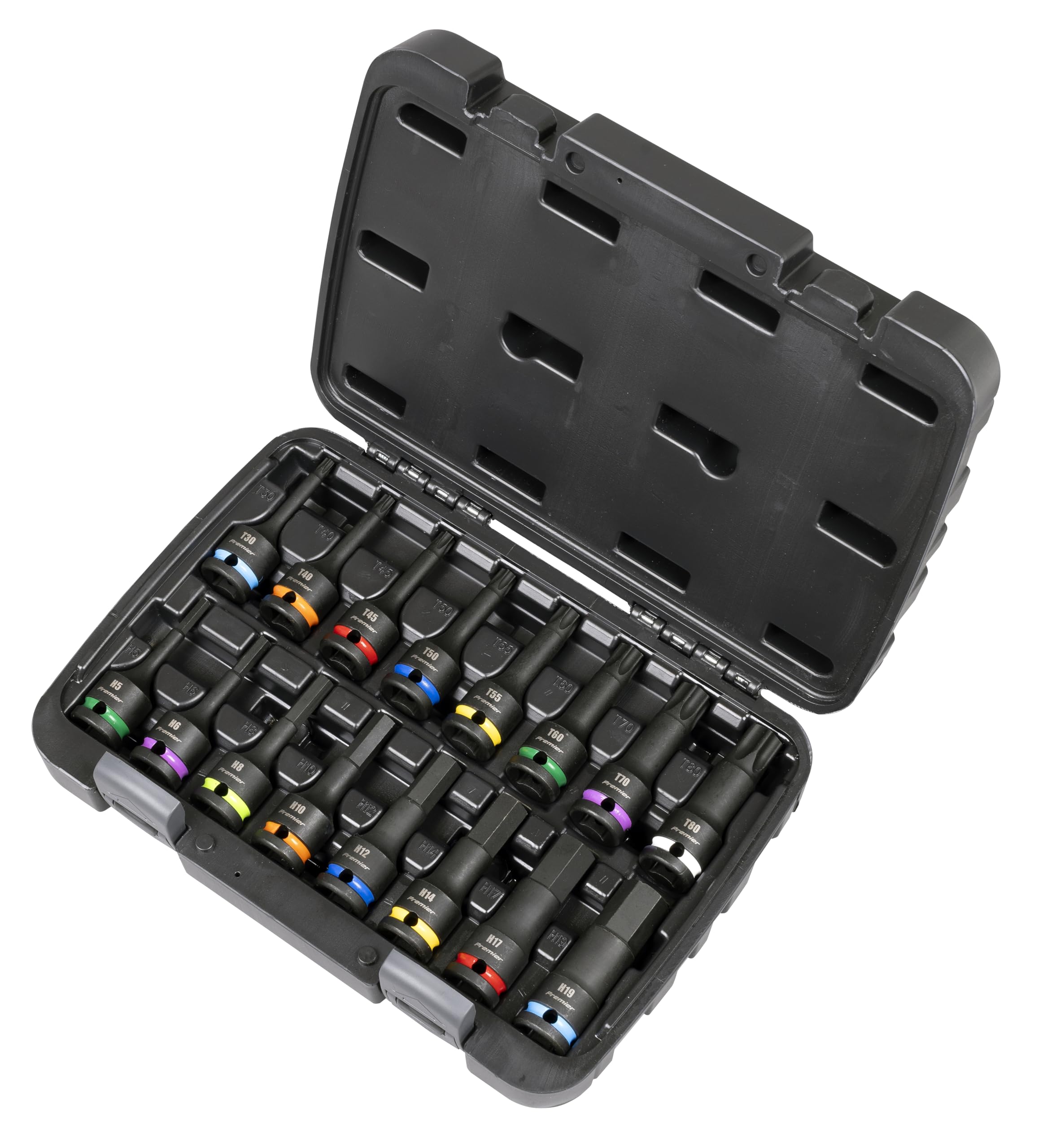 Sealey Premier Hex & TRX-Star* Set di punte a bussola a percussione 1/2" Sq Drive 16 pezzi – AK56005