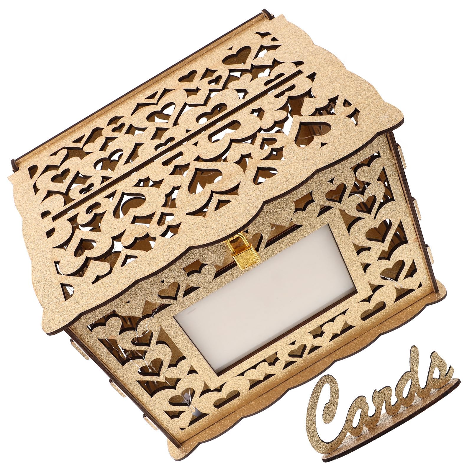 Elegante Hochzeitskartenbox und Metall in Gold mit Beleuchtung Multifunktionale Geschenkbox zur Erinnerung und Dekoration für Hochzeitsfeiern und Zuhause