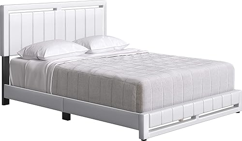 Miniatura 4 de Boyd Sleep Beaumont - Cama de plataforma tapizada con cabecero, base de colchón con 14 soportes de listones de madera, no requiere somier, piel