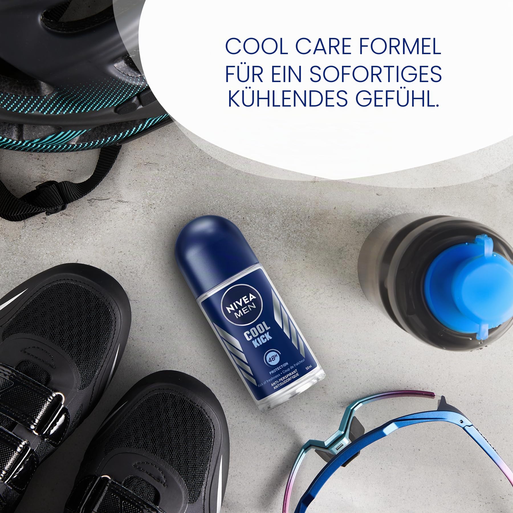 Nivea Men Cool Kick Anti-Transpirant Roll-On (6 x 50 ml), Männer Deo, Fresh 48H Schutz + Cool-Care
