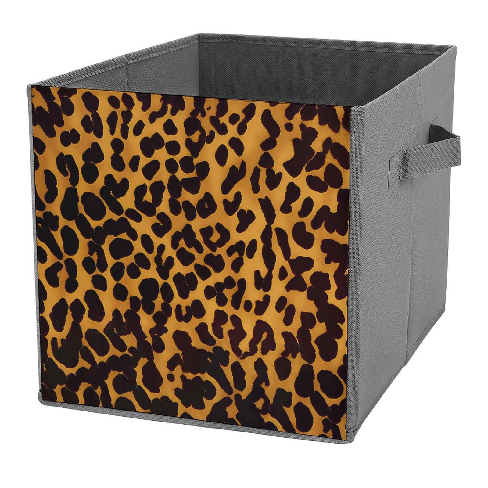 Cube de rangement pliable léopard en tissu pour étagère et garde-robe