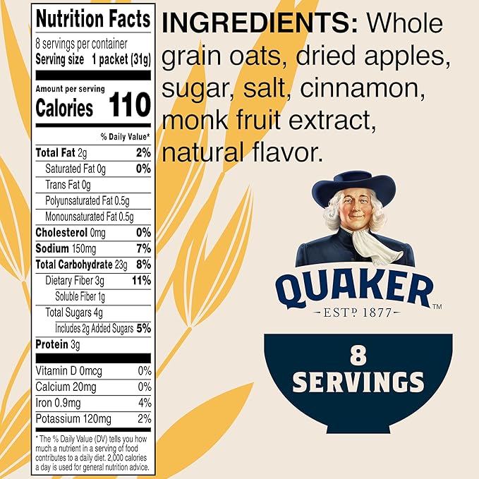 Avena Instantánea Quaker Manzana Canela, Bajo Azúcar, 8 Sobres miniatura 7