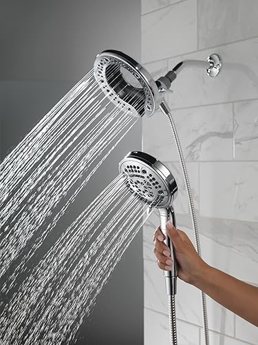 Miniatura 9 de Delta Faucet 7-Spray In2ition - Cabezal de ducha doble con rociador de mano, cabezal de ducha de níquel cepillado con manguera, cabezales de ducha y
