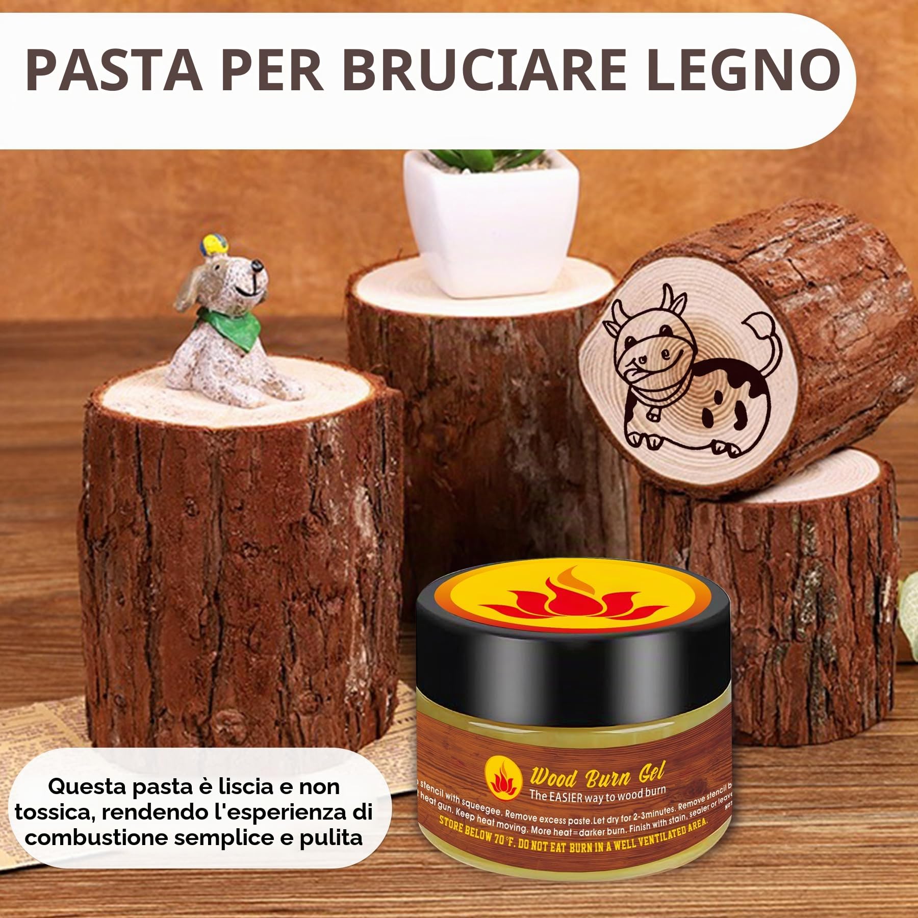 Pasta bruciante per legno, 113,4 g, gel per bruciare il legno con spatola in silicone, per artigianato, disegno e arti fai da te, crea belle opere d'arte in pochi minuti, personalizza il tuo mestiere