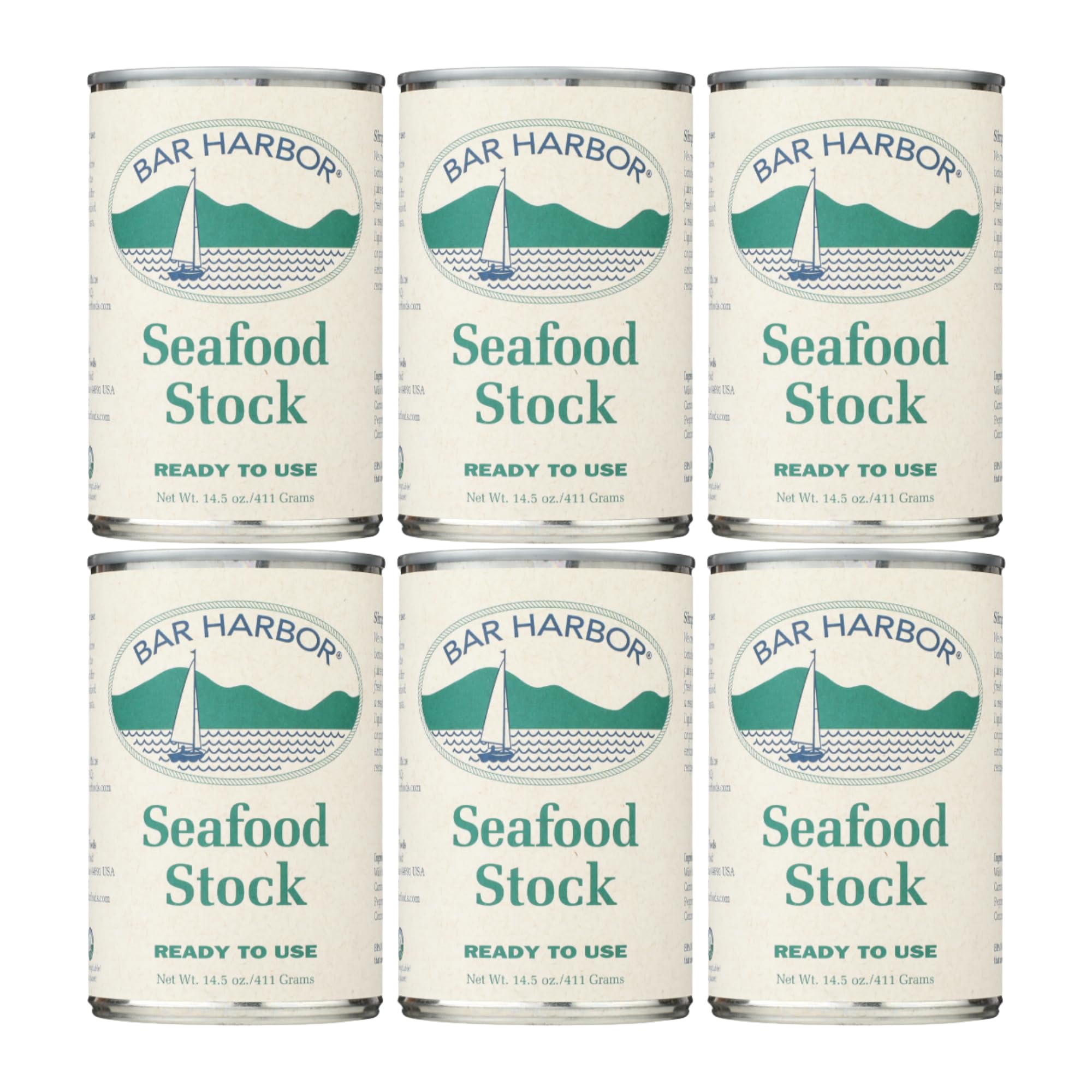 Bar Harbor Seafood Stock, 14.5 oz (411g) – Ready-to-Use Fish, Clam & Lobster Stock in BPA-NI Lined Tins [Pack of 6]