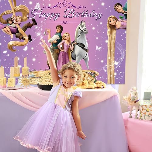 Miniatura 7 de Fondo de decoración de fiesta de cumpleaños de princesa, fondo de fotos de princesa, suministros de fiesta para niñas, tema de princesa, fondo de