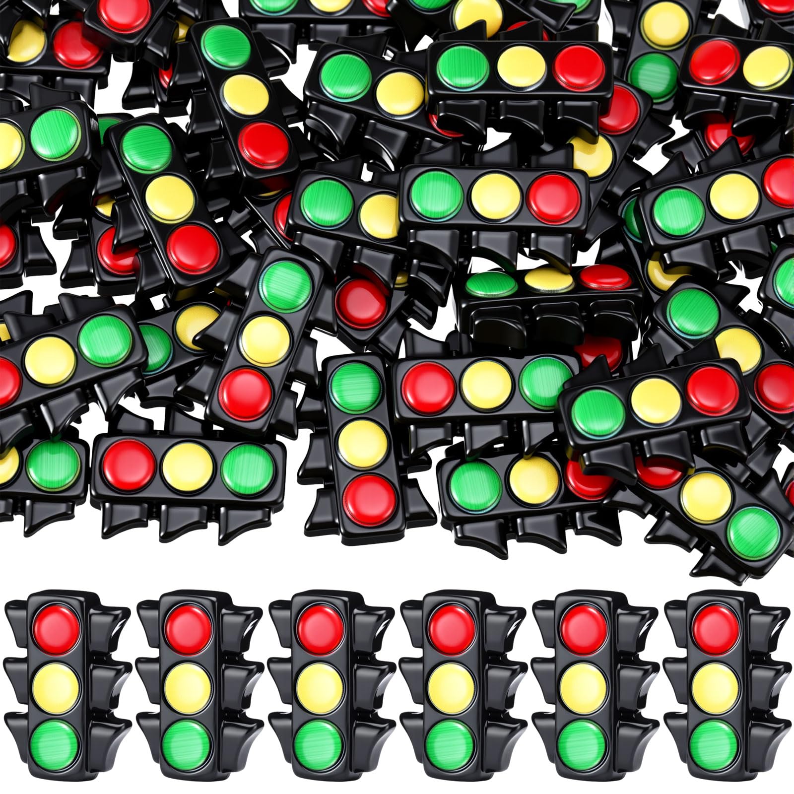 Jenaai 50 Pcs Mini Resin Traffic Light Figurine Miniature Signal Lights Statue Small Resin Traffic Lamp Tiny Signal Lamp Model for Racing Car Party Favors Table Decoration(Modern)