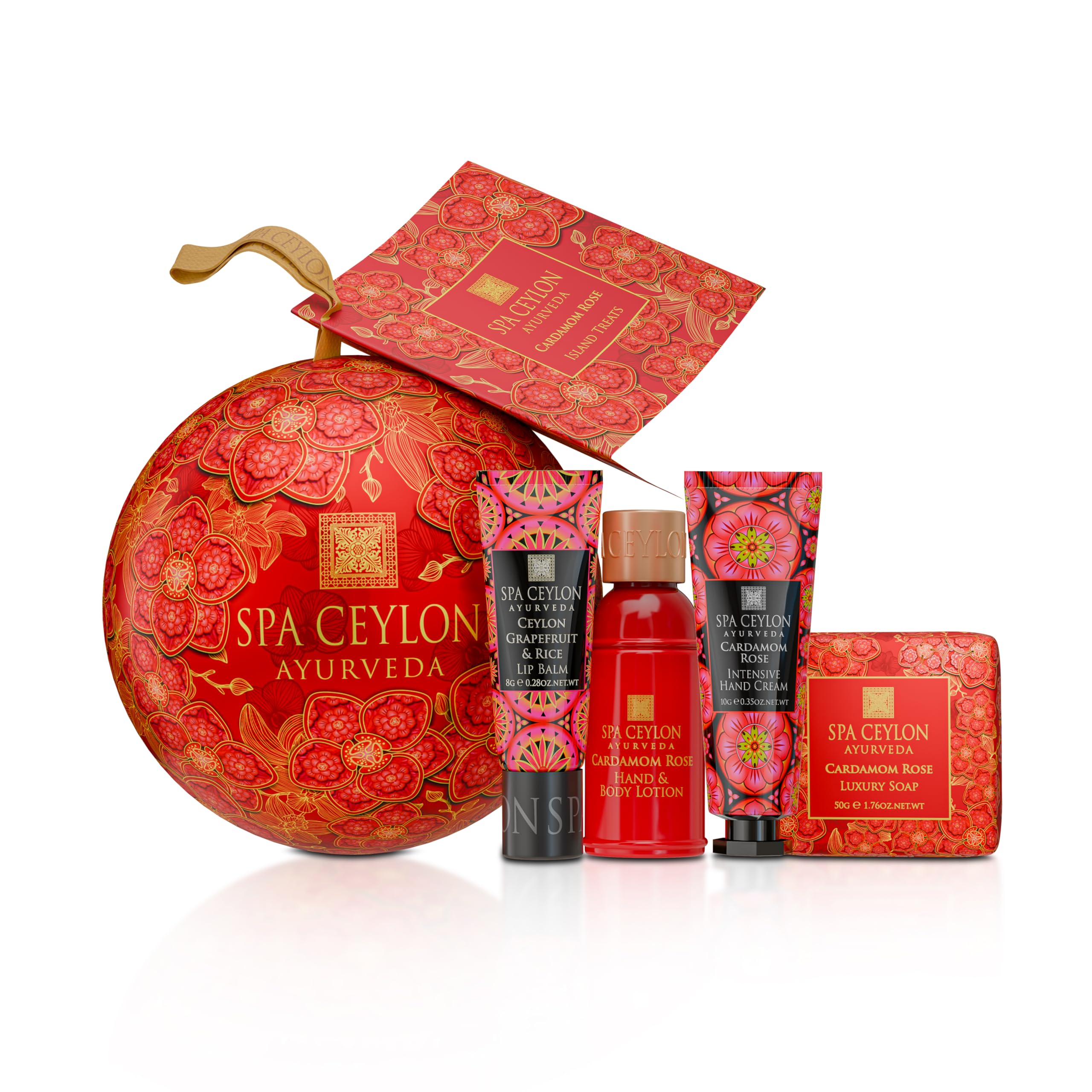 Spa Ceylon Orchid Paradise Island Treats Red Orchid 4pc | Hand Cream 10g | Luxury Soap 50g | Hand & Body Lotion 30ml | Lip Balm 8g | Ideal for Beauty Gifts | Travel Set | Mini Body Care Set