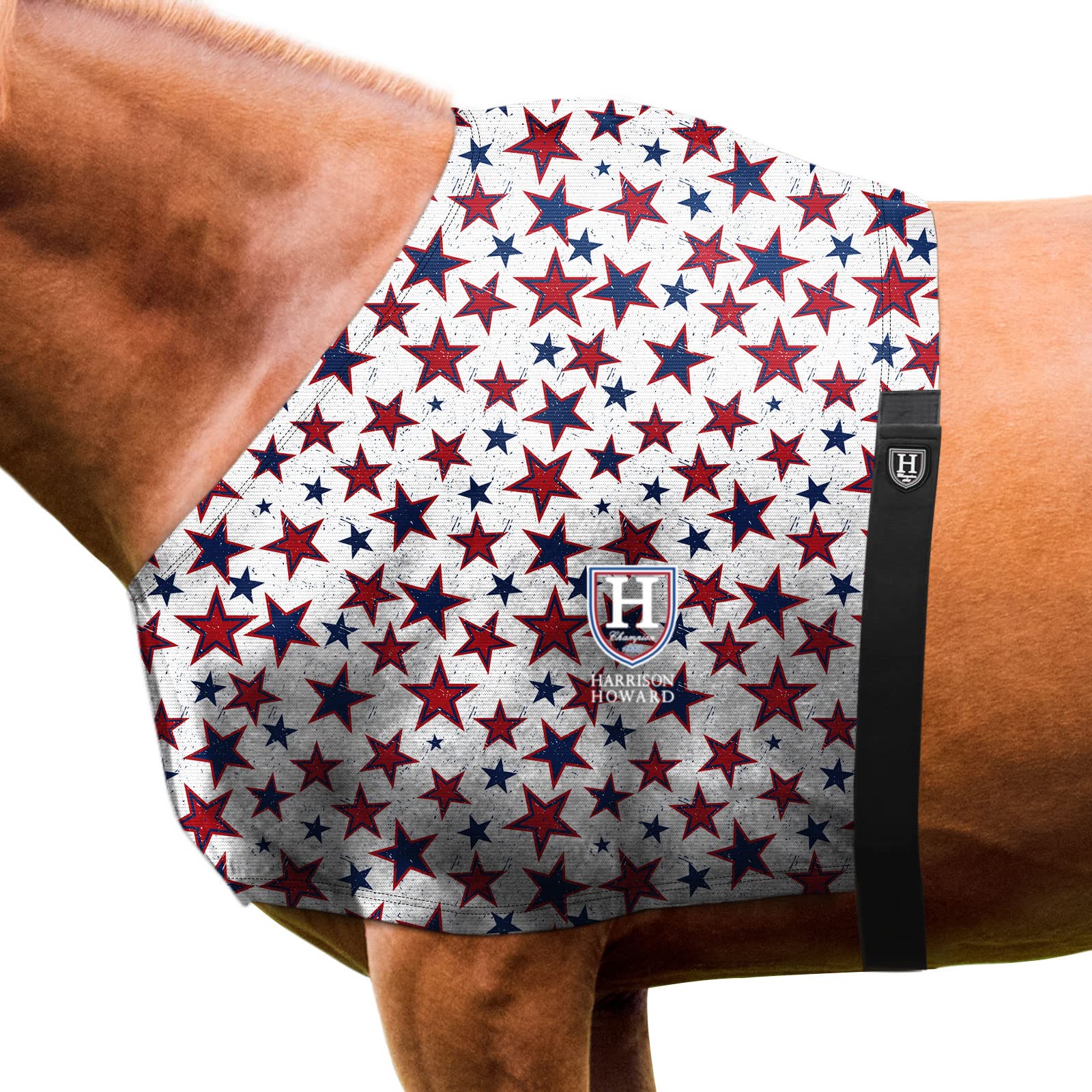 Harrison Howard Breathable Elastic Horse Shoulder Guard Anti-Rub Stretch Bib for Sensitive Skin, Lightweight Comfortable Fit Vivid Stars L