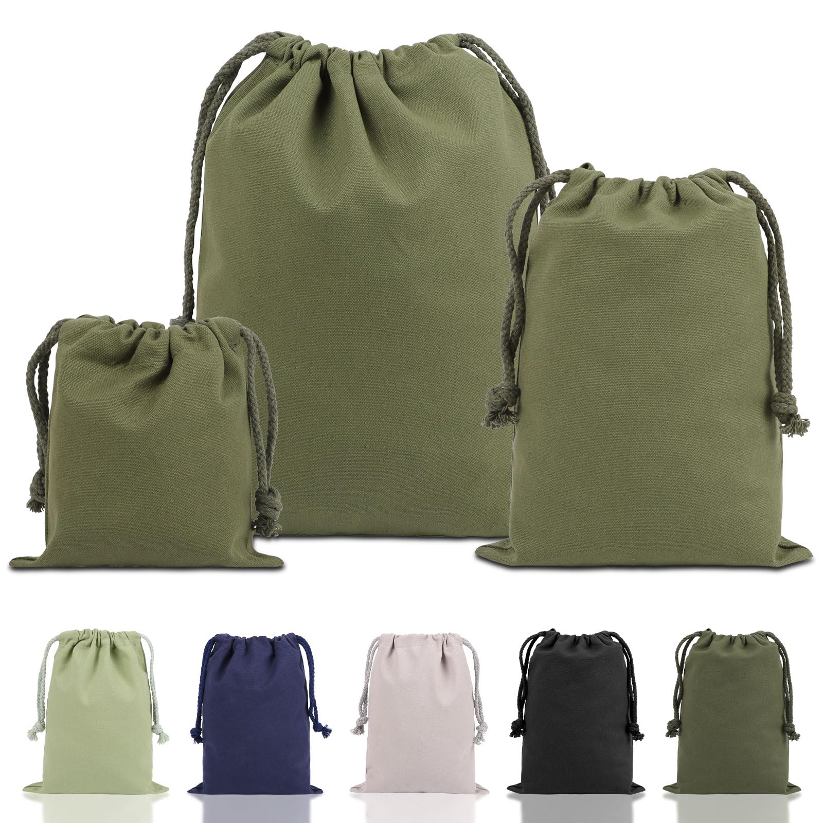 Canvas Drawstring Pouch Set of 3 – Old Brown