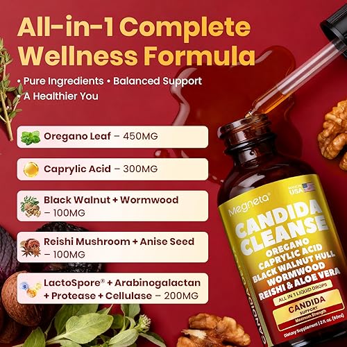 Miniatura 2 de Candida Cleanse Detox con tecnología de triple objetivo, fórmula de sinergia todo en 1 con ácido caprílico, orégano, nogal negro y ajenjo,