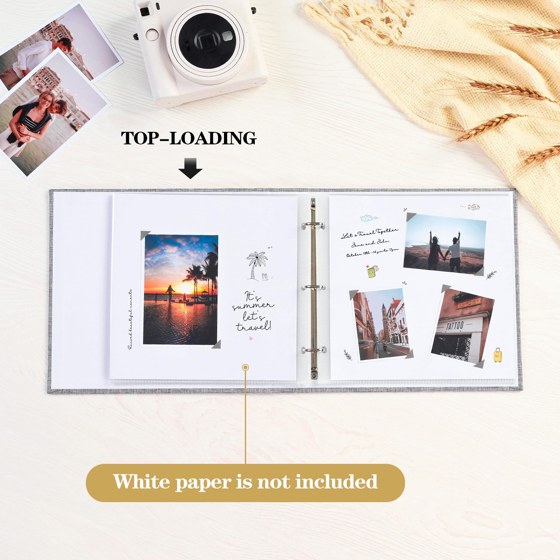 Mublalbum - Álbum de fotos pequeño de 8 x 8 pulgadas con 20 fundas de plástico, carpeta de lino de 40 páginas para bebés, viajes, bodas, aniversarios, proyectos de bricolaje (rosa)