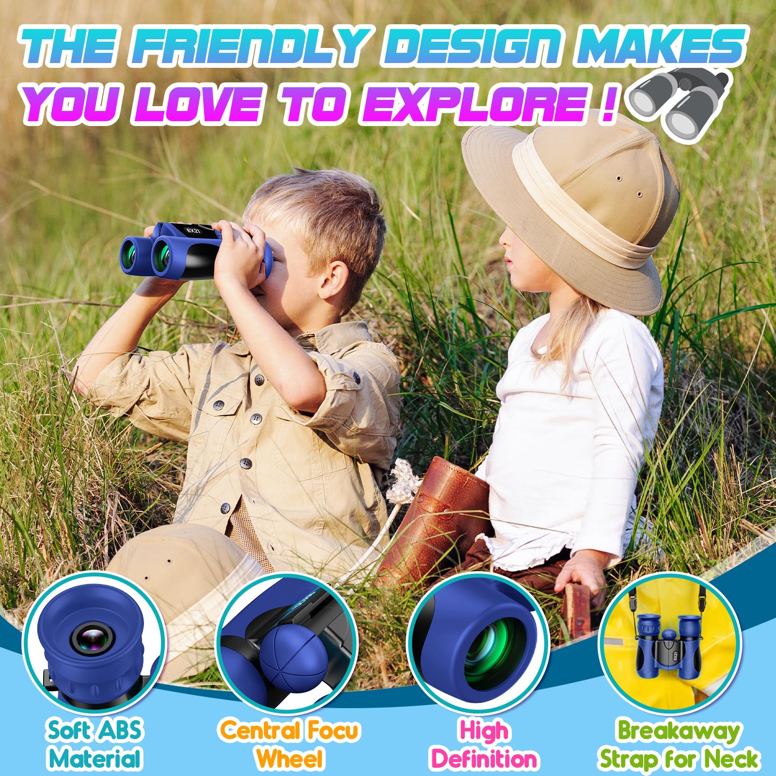 DejaNard Binocolo per Bambini 3-13 Anni, Giocattolo da Esterno, Cannocchiale, Regalo per Bambini 3-12 Anni