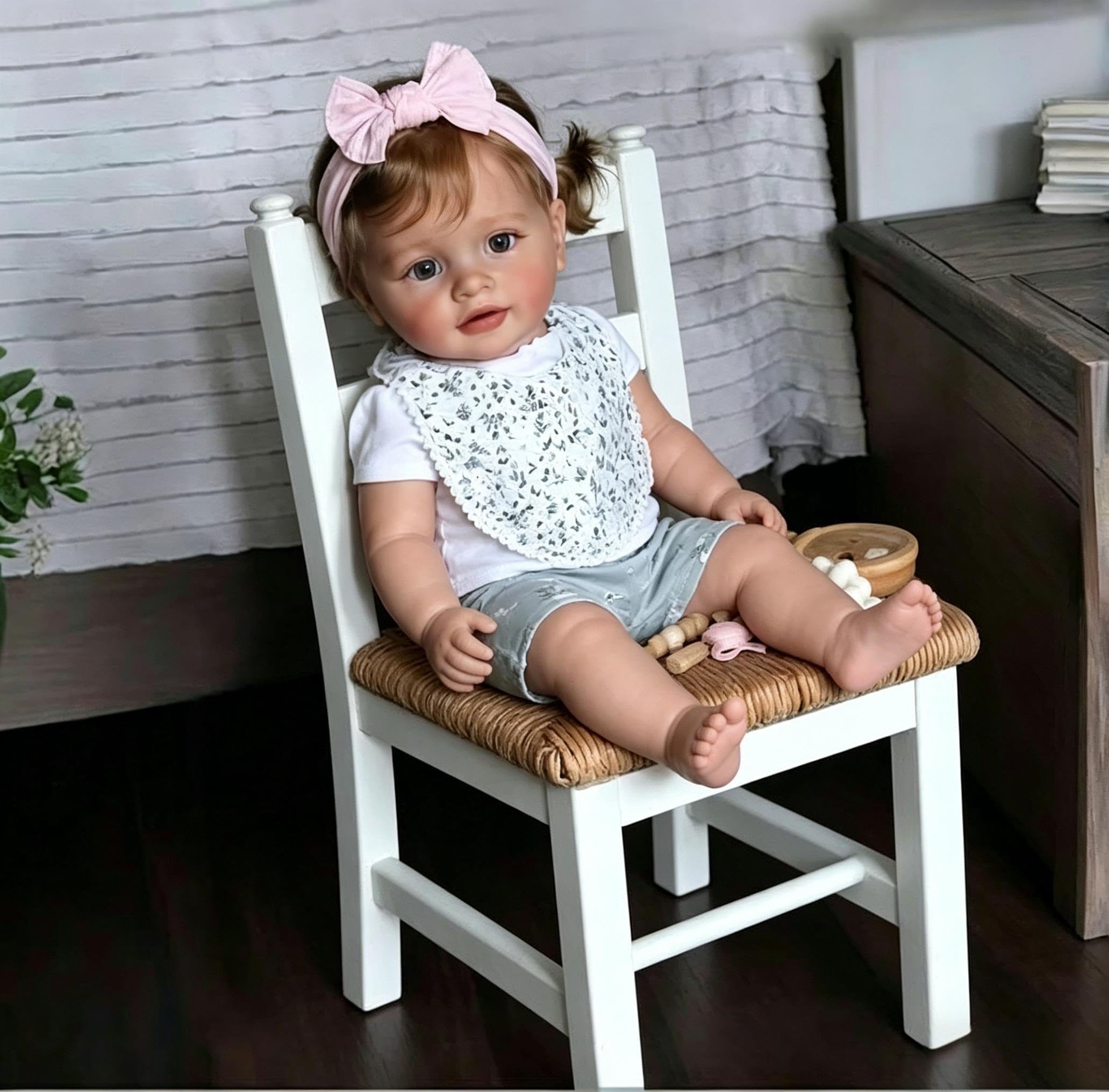 RXDOLL Bambole realistiche di grandi dimensioni Pippa 26 pollici realistiche Reborn Toddler Girl Bambole Soft Vinyl Cloth Body Real Looking Toddler Doll Giocattoli per ragazze Regali di Natale
