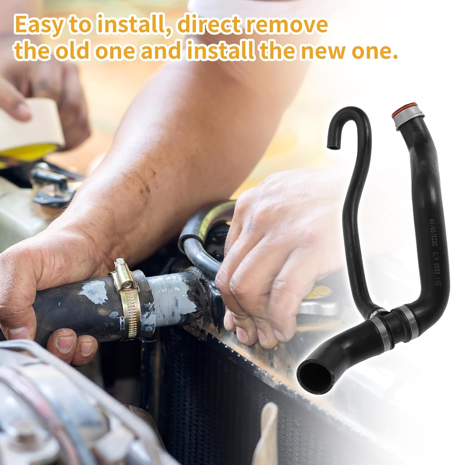 Radiator Hose No.A2515000075 Lower Coolant Water Hose for Mercedes-Benz R350 3.5L 2006-2011 Rubber Black Good Sealing