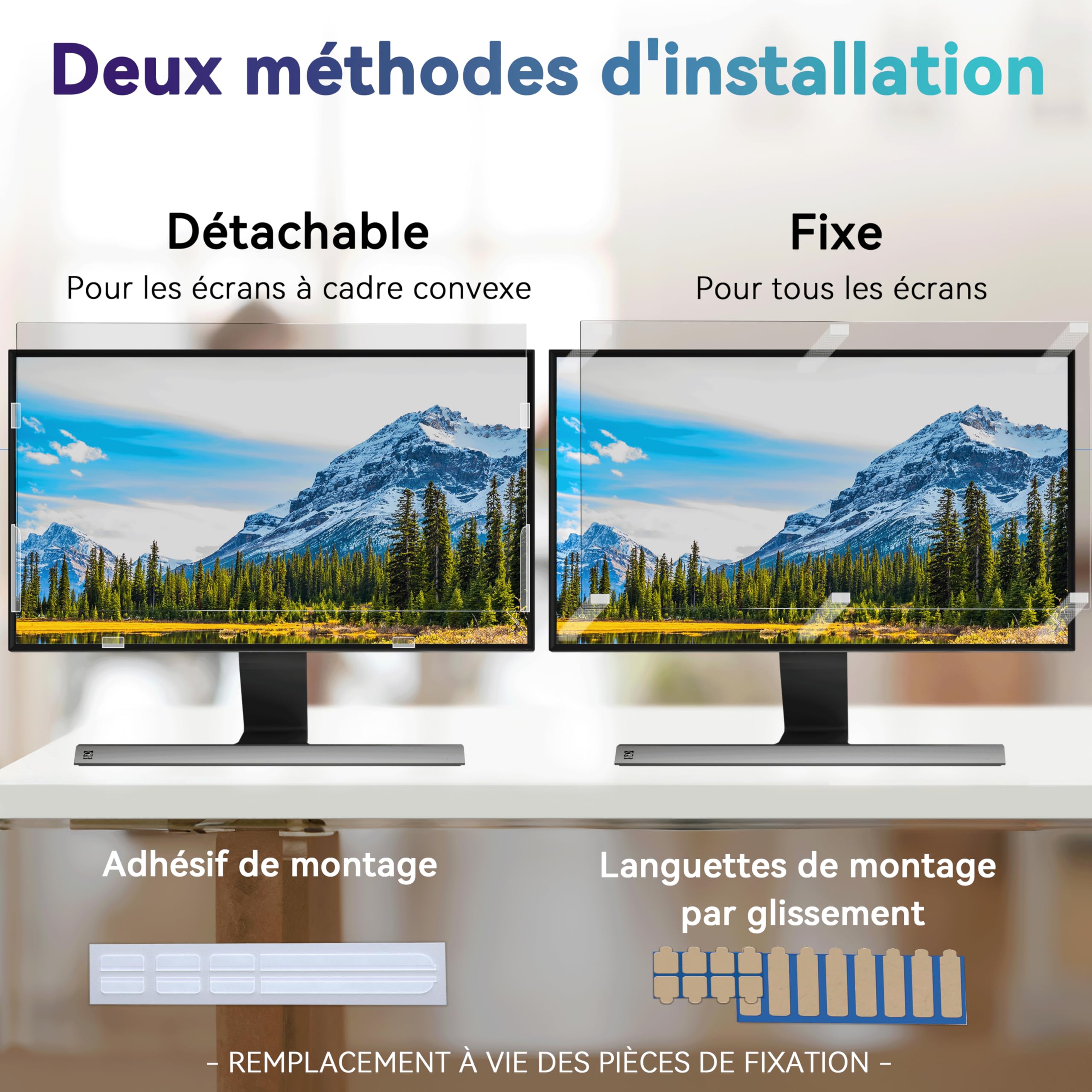 Filtre de Confidentialité Premium 27 Pouces 16:9 - Protection d'Écran Amovible Anti-Espion, Anti-Lumière Bleue et Anti-Regard, Compatible avec la Plupart des Moniteurs PC 27 Pouces