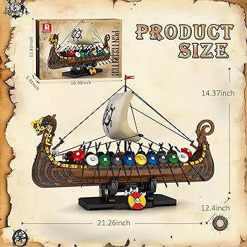 Amazon.com: Reobrix Viking Pirate Ship Model Building Set,Medieval