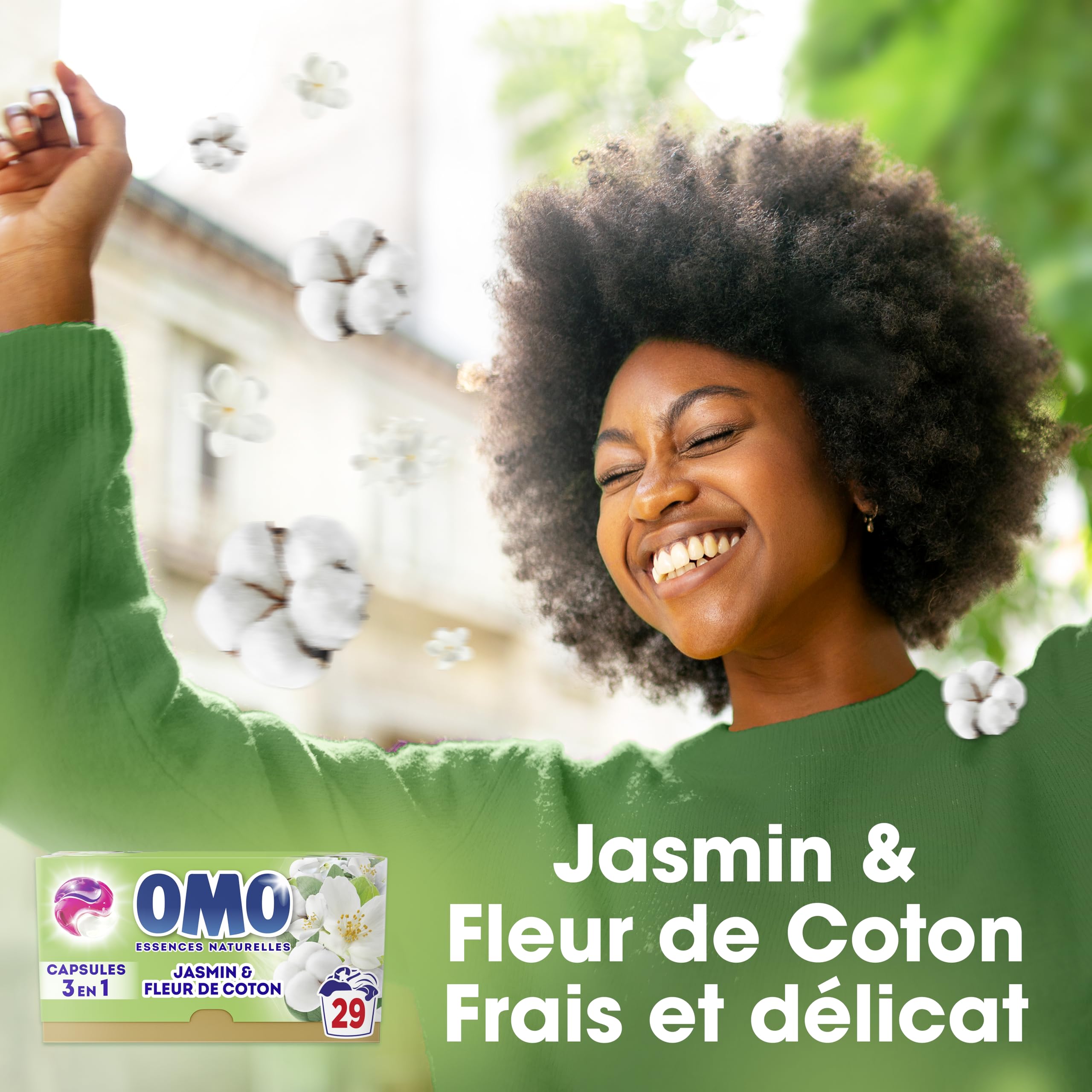 OMO - Lessive liquide en capsules 3 en 1 Prendre l'air - 87 lavages - Jasmin et Fleurs de Coton - propreté éclatante & parfum longue durée aux essences naturelles (lot de 3x29)
