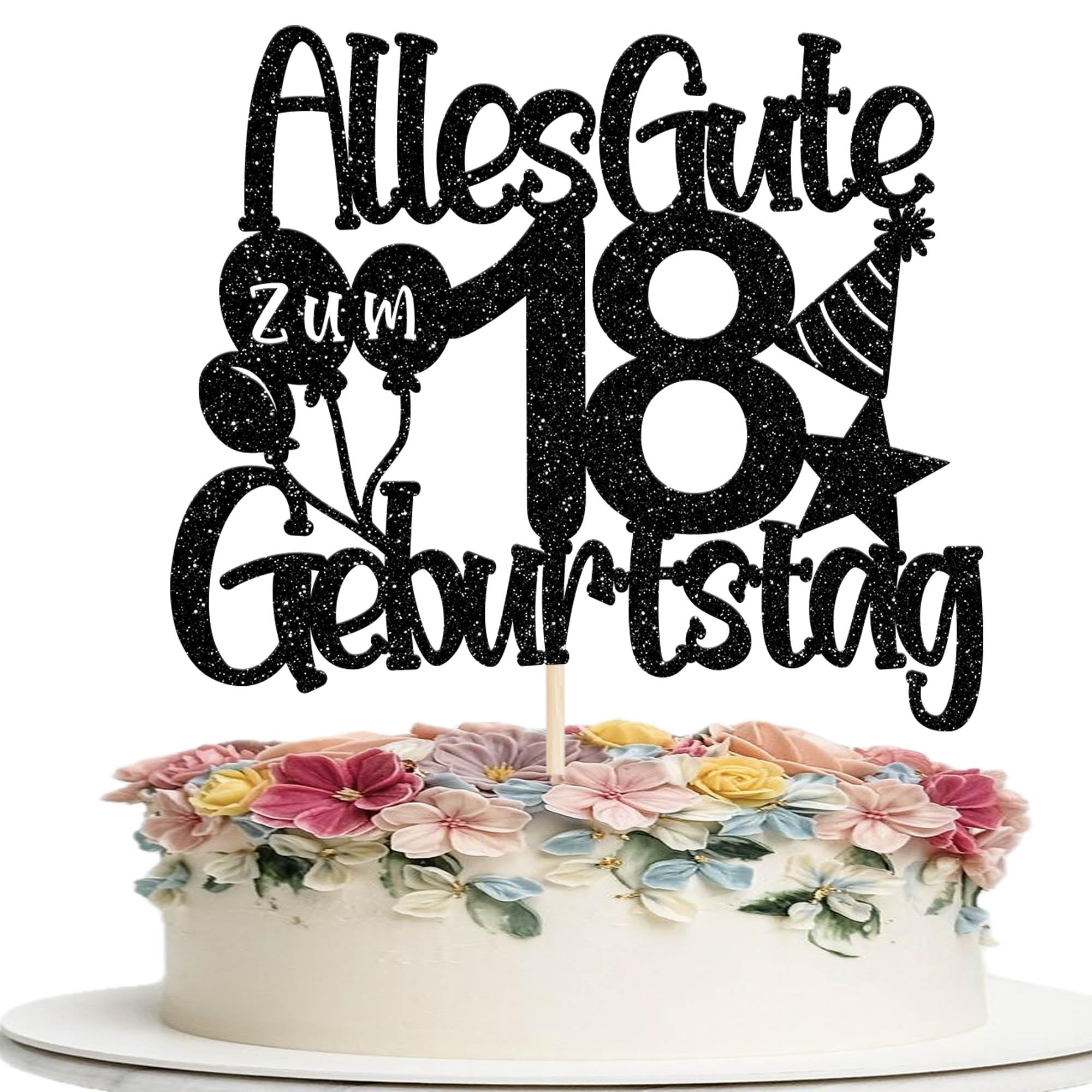 12 Stück Vintage 2011 Tortendeko Glitzer Happy 15th Fifteen