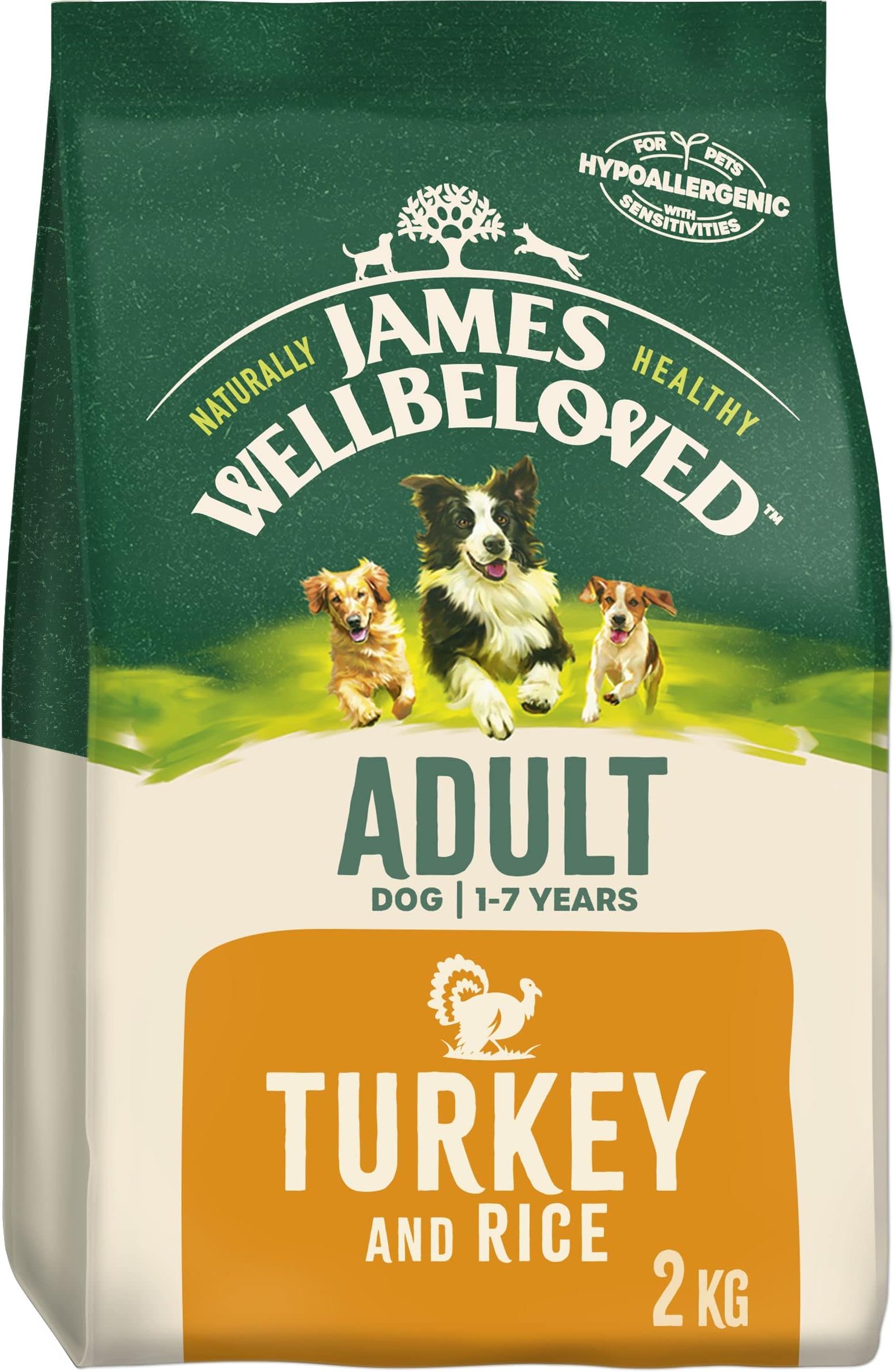 James Wellbeloved Adult Turkey & Rice 2 kg Bag, Hypoallergenic Dry Dog Food