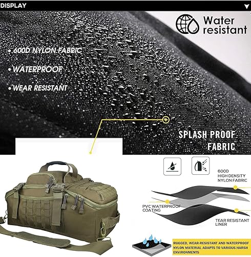 Miniatura 4 de Bolsa de gimnasio, mochila de viaje con bolsa de fin de semana para pasar la noche para deportes tácticos al aire libre, viajes, camping, caza,