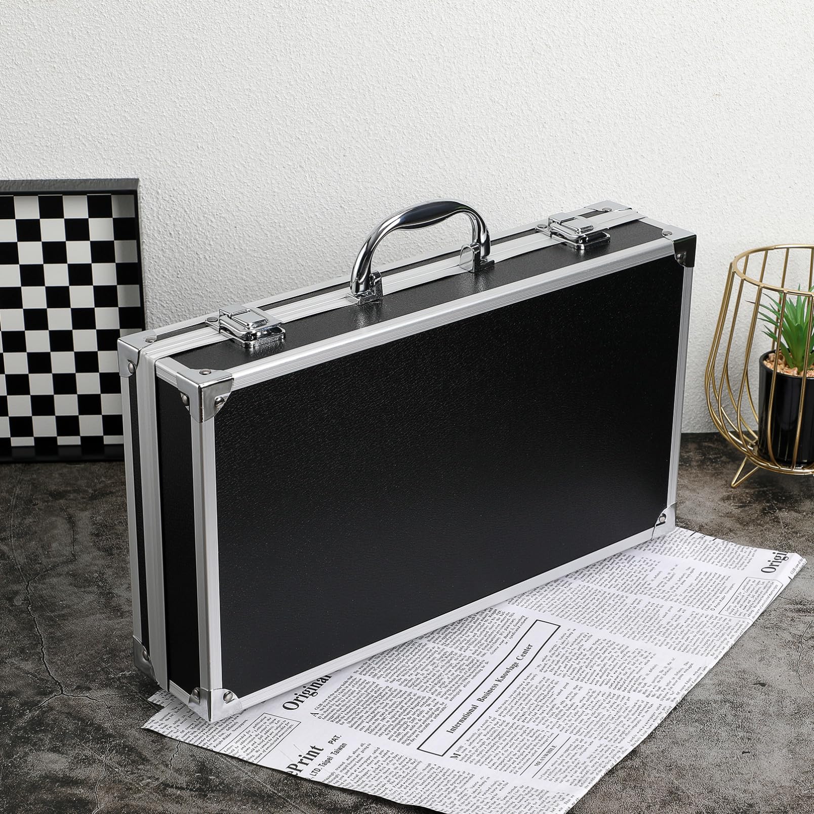 Valigetta Attrezzi in Alluminio Nero, Cassa Rigida Multiuso | Capacità Grande, Angoli Arrotondati, per Casa e Outdoor, Lega di Alluminio Abs e Pannello ad Alta Densità