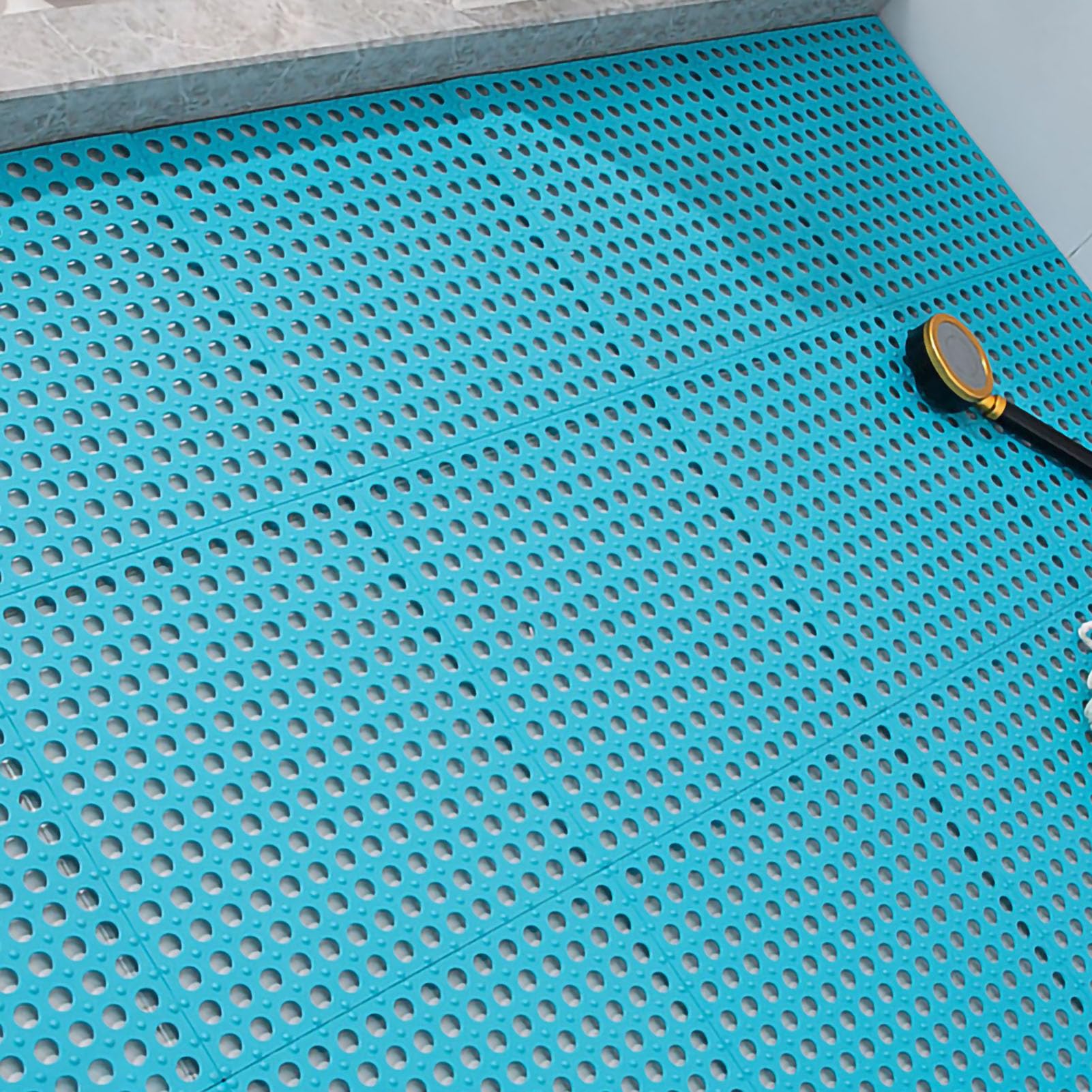 Lot de 10 tapis de bain antidérapants en plastique avec trous de drainage et ventouses pour personnes âgées 30 x 30 cm (bleu)
