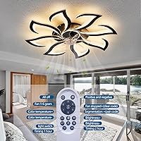 Vista 4 de Modern Ceiling Fan with Lights and Remote Control, 32" Black Flush Mount Fan with 3 Light Colors, 6 Speeds, Low Profile for Kitchen and Bedroom
