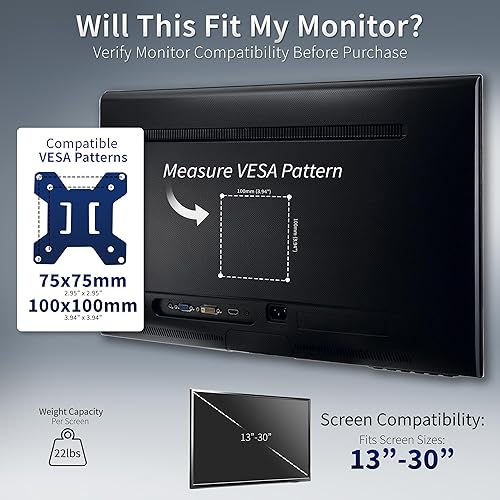 Miniatura 6 de VIVO Soporte de escritorio de doble monitor soporte totalmente ajustable resistente se adapta a 2 pantallas LED LCD de hasta 30 pulgadas color negro