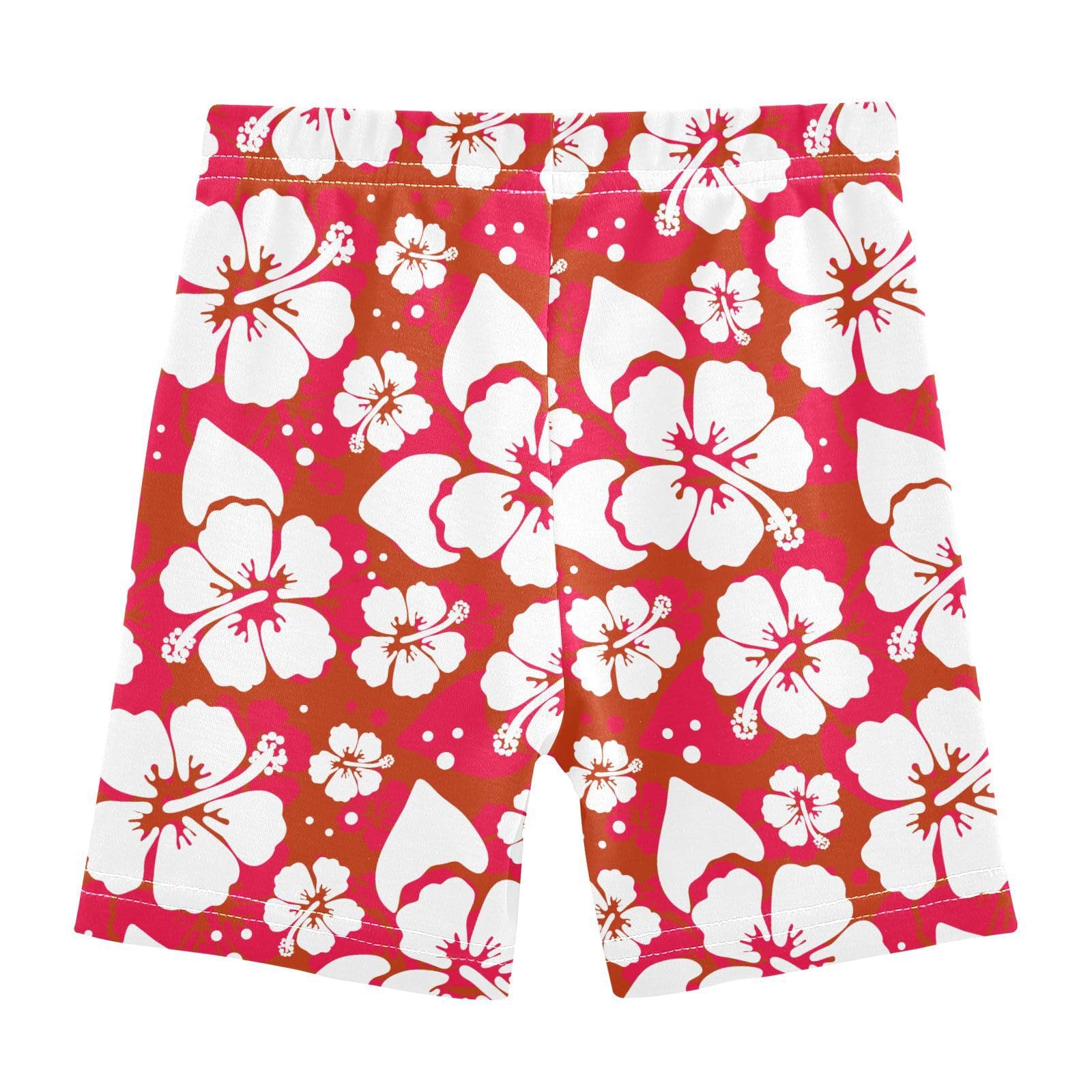 JHKKU Girls Hibiscus Red Shorts Cotton Cartwheel Bike Kids Biker Under Dress Dance Short Girl Clothes 4T