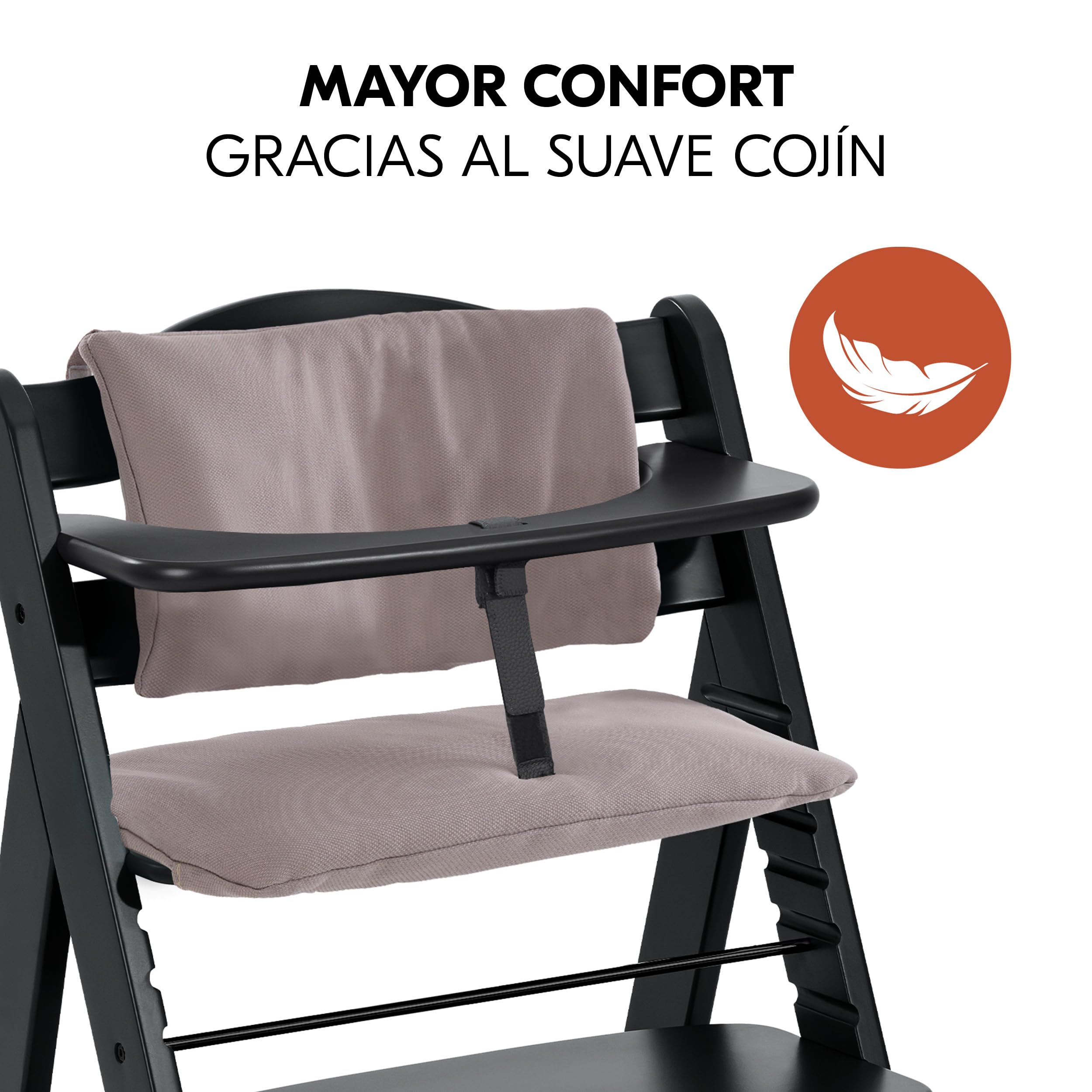 hauck Alpha Plus Newborn Set Deluxe Trona Evolutiva Bebe con Hamaca, Cojín y Arnés - Hamaca Alta Reclinable desde el Nacimiento - Silla Madera Niño Regulable - Tronas Infantiles de Madera - Negro | Trona de madera para niños desde el nacimiento hasta 90 k