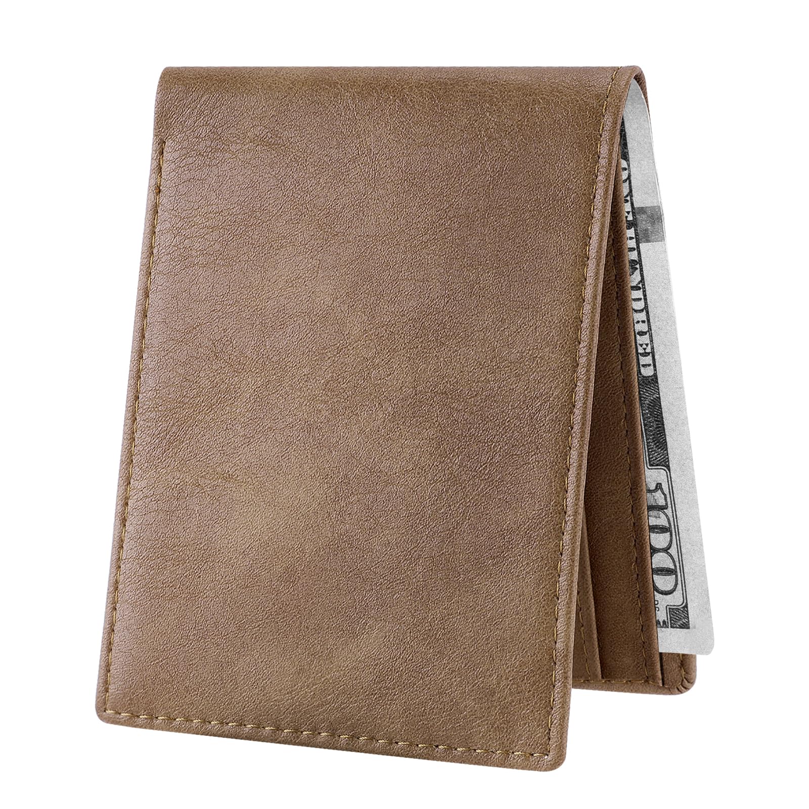 Chelmon Slim Wallet for Men ID Window with RFID Blocking Front Pocket Minimalist Bifold Bussiness Card Holder Gift for Men