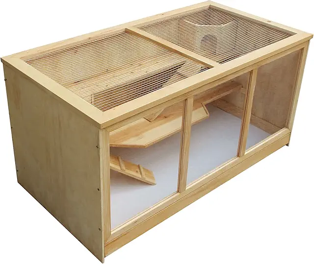 XXL Wood Hamster Cage with Folding Lid - Small Animal Terrarium