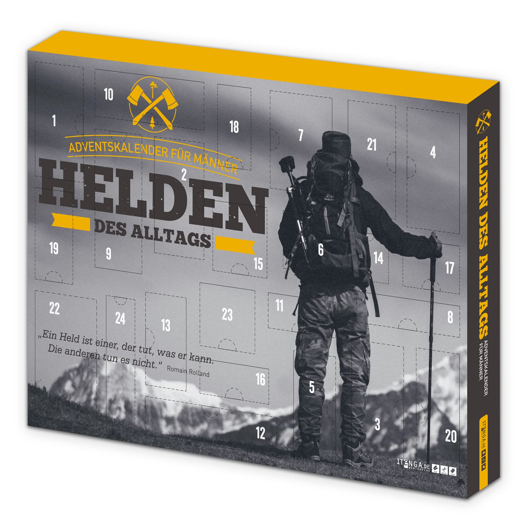 itenga Adventskalender Set für Frauen und Männer I Heldinnen des Alltags und Helden des Alltags I aus Karton zum Aufhängen I gefüllt I 24 Überraschungen
