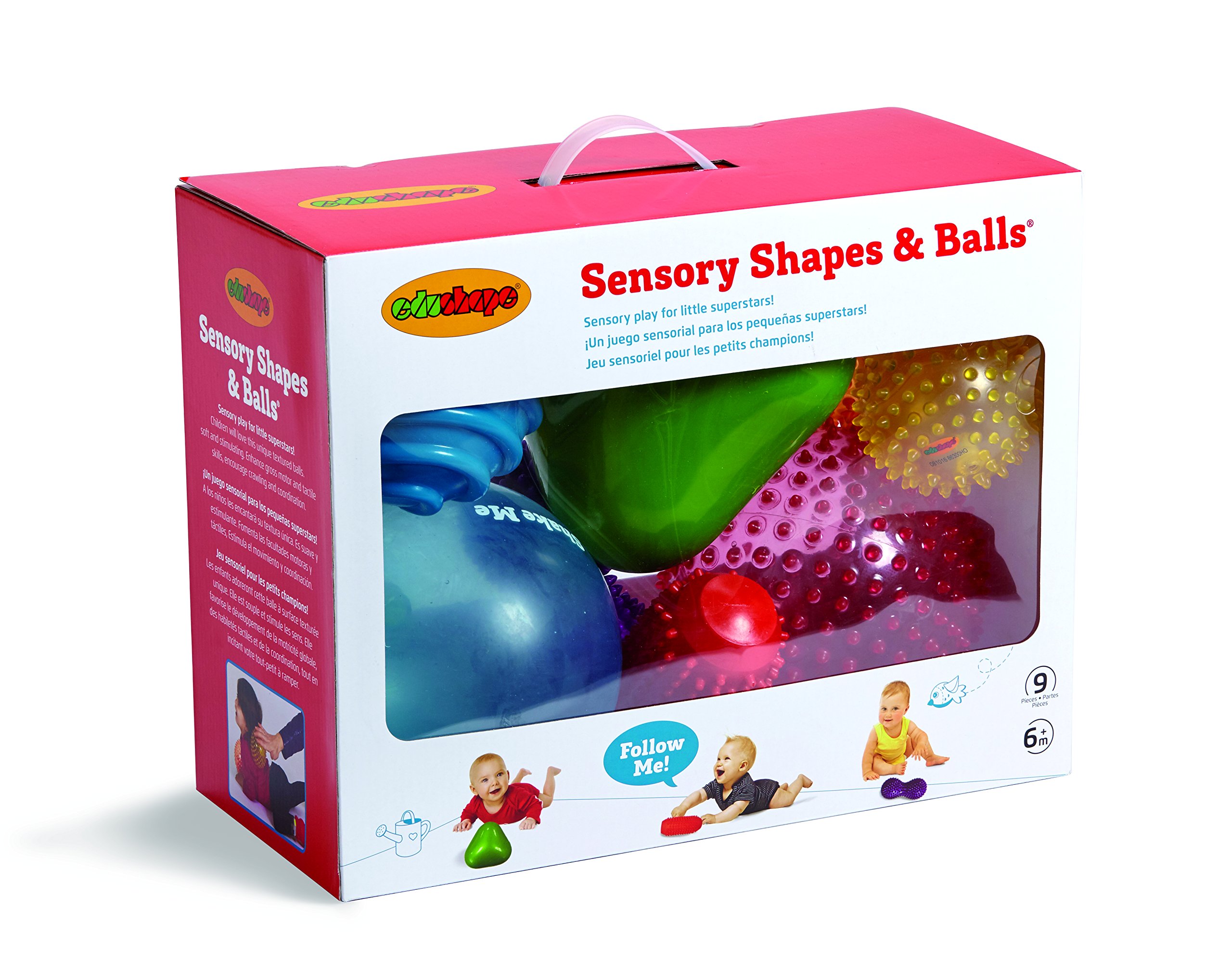 EdushapeThe Original Sensory Balls for Baby, Mega Pack - Assorted Baby Balls That Help Enhance Gross Motor Skills for Kids Aged 6 Months & Up - Set of 4 Vibrant and Unique Toddler Ball for Baby