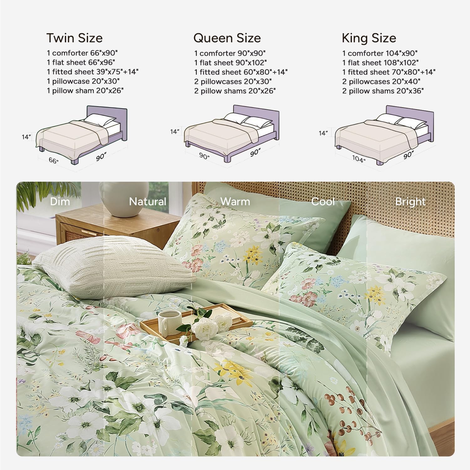 Andency Floral Gingham Comforter Set - Sage -9