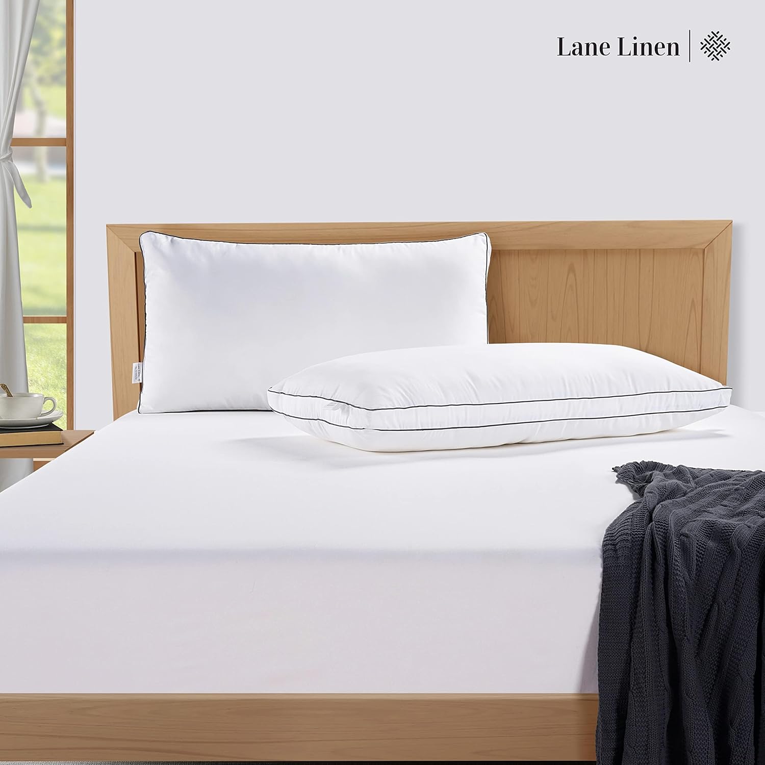 LANE LINEN Pillows Standard Size Set of 12 - Medium Soft Support Gusseted Hotel Quality Pillows for Sleeping, Oeko Tex Certified, Down Alternative Perfect for Back, Stomach or Side Sleepers - White