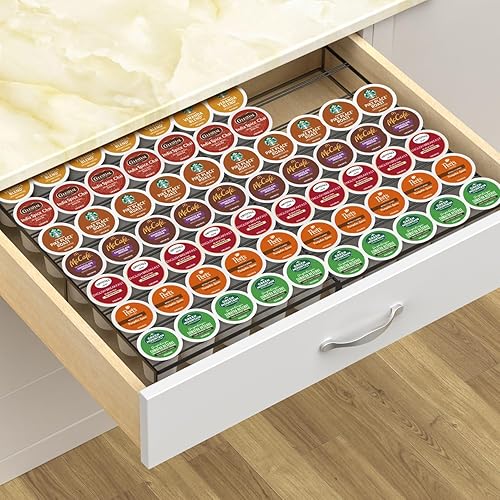 Kssiaz Soporte para tazas K, soporte expandible para cápsulas de café compatible con Keurig K-Cup, organizador de cajones de taza K con capacidad