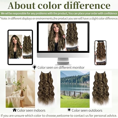 Miniatura 8 de KooKaStyle Extensiones de cabello de alambre invisible con diadema de alambre transparente, tamaño ajustable, 4 clips de seguridad, extensión larga