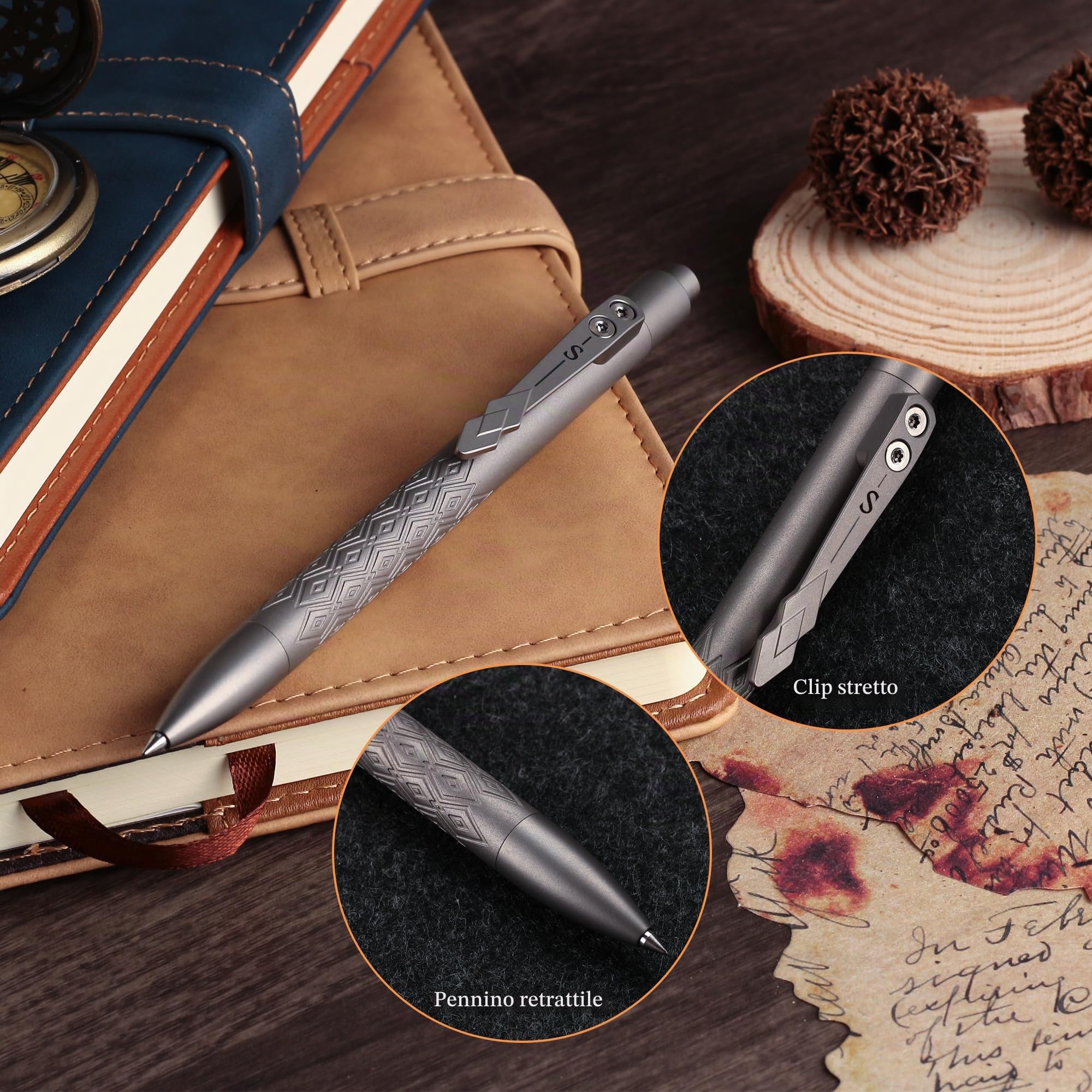 SMOOTHERPRO Penna Bolt Action in Titanio Compatibile con Ricariche Parker