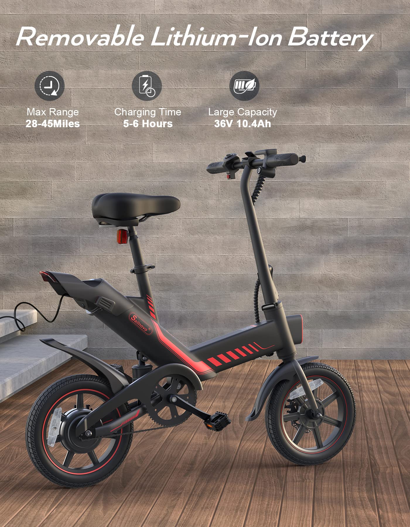 Electric Bicycle, Sailnovo 14'' Electric Bike for Adults and Teenagers