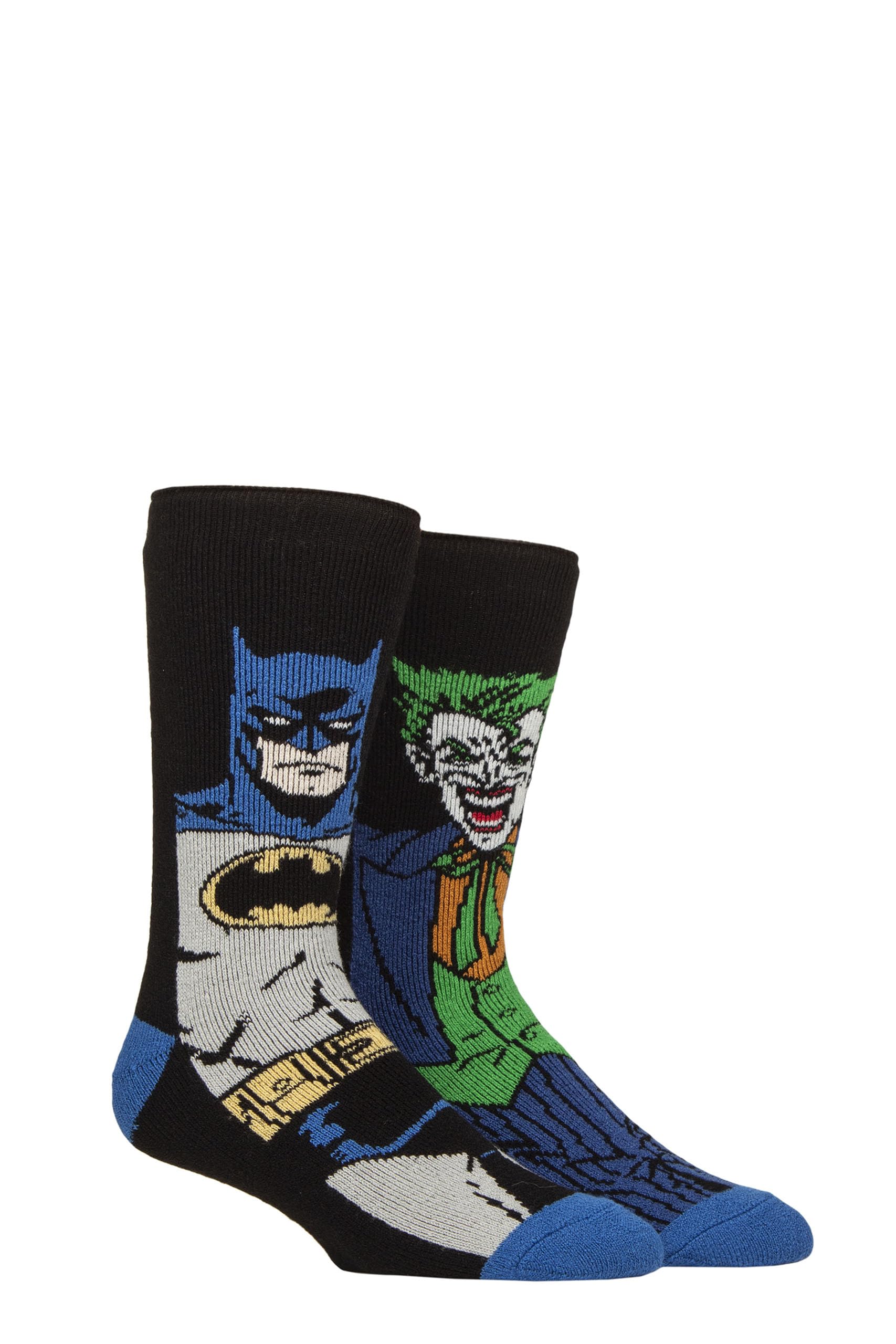 Heat Holders Men's Black Sockshop Thermal Socks - 1.6 Tog Lite, Warm, Dc Comics Batman & The Joker Patterned, Gift Idea, 1 Pair Size 6-11 6-11