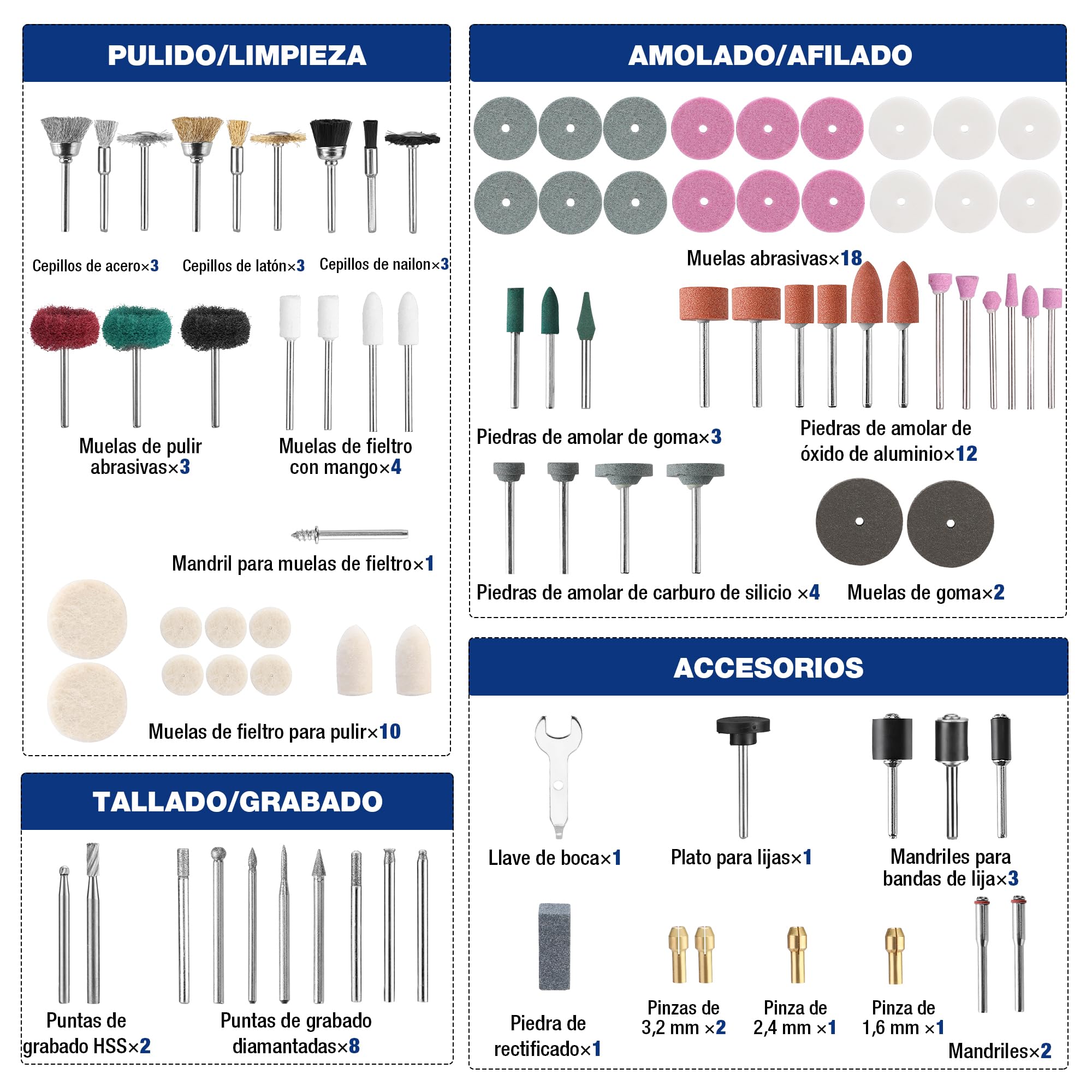 WORKPRO Kit de 698 Accesorios Multifunción para Herramienta Rotativa Dremel u Otro, Juego de Brocas de Herramienta Giratorias para Cortar, Lijar, Moler, Tallar, Pulir, Taladrar y Grabar